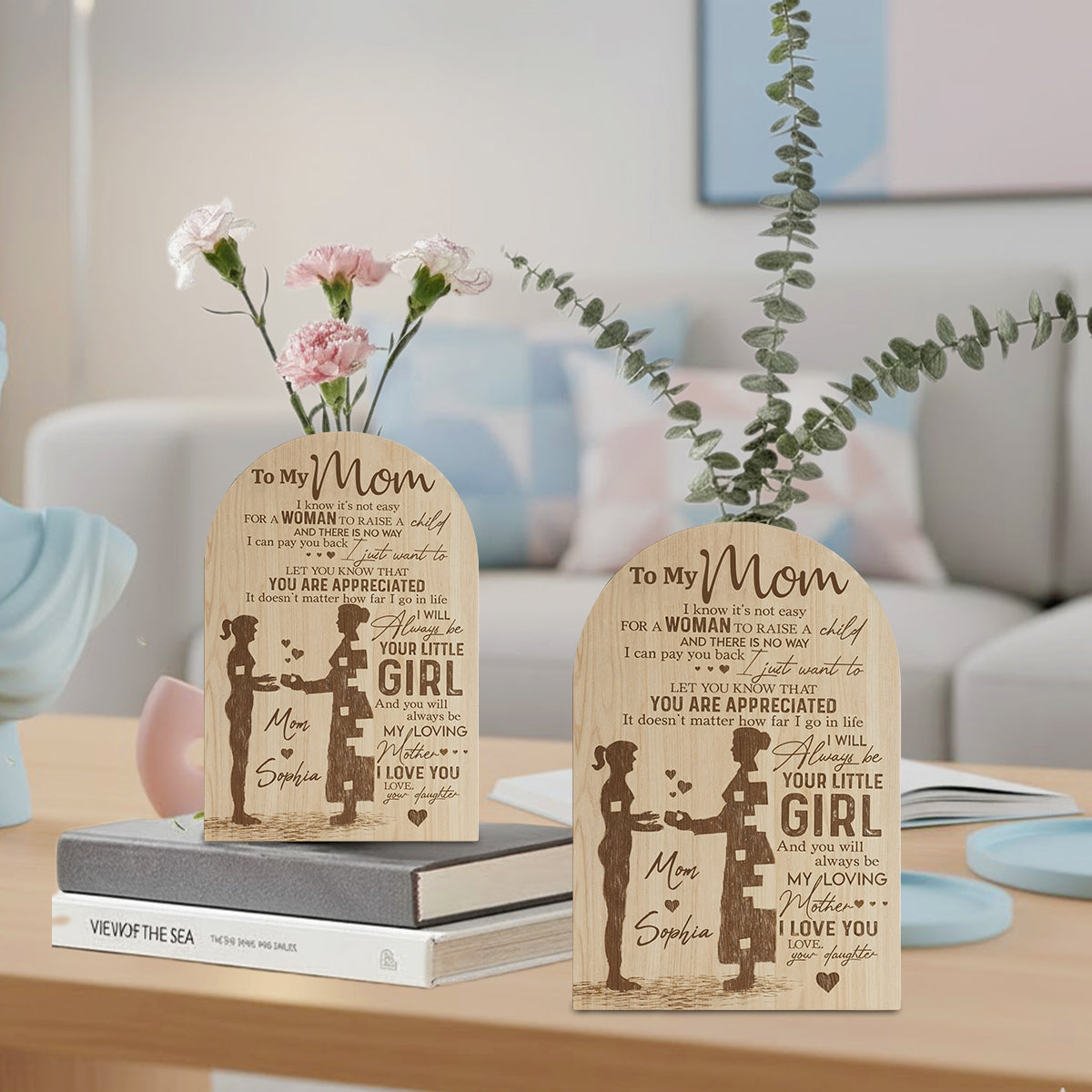 À ma maman - Cadeau idéal pour maman - Vase à fleurs en acrylique personnalisé avec la forme de la famille