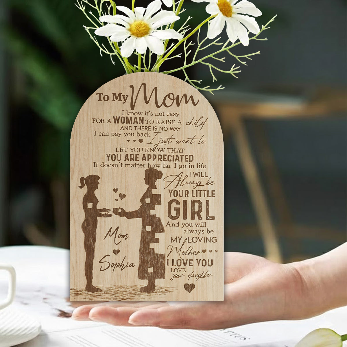 À ma maman - Cadeau idéal pour maman - Vase à fleurs en acrylique personnalisé avec la forme de la famille