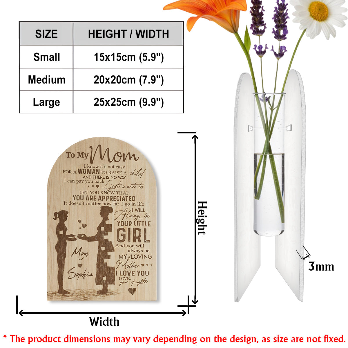 À ma maman - Cadeau idéal pour maman - Vase à fleurs en acrylique personnalisé avec la forme de la famille