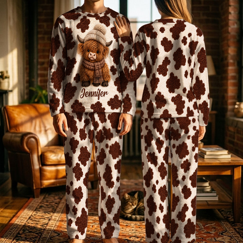 Love Highland Cow - Personalized Highland Cow Fleece Lounge Set