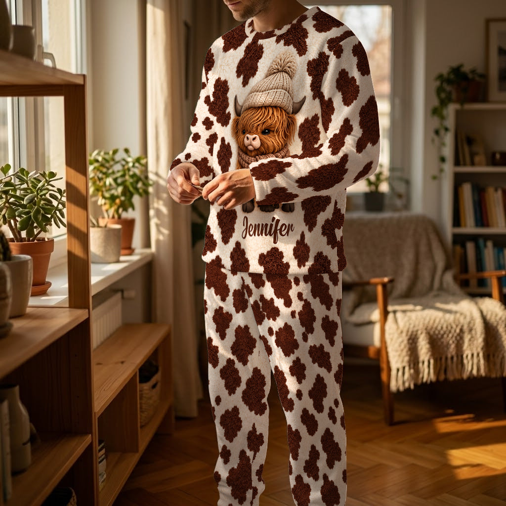 Love Highland Cow - Personalized Highland Cow Fleece Lounge Set