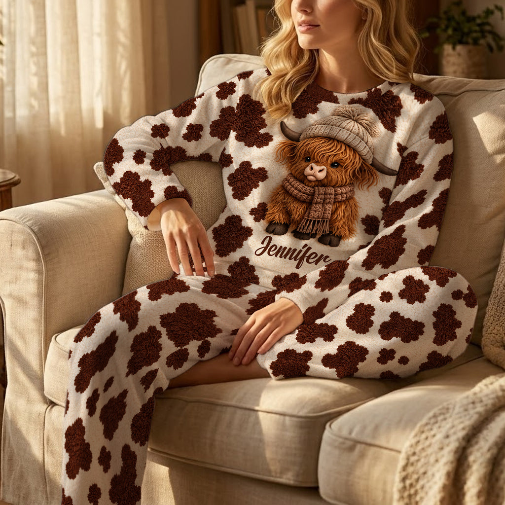 Love Highland Cow - Personalized Highland Cow Fleece Lounge Set