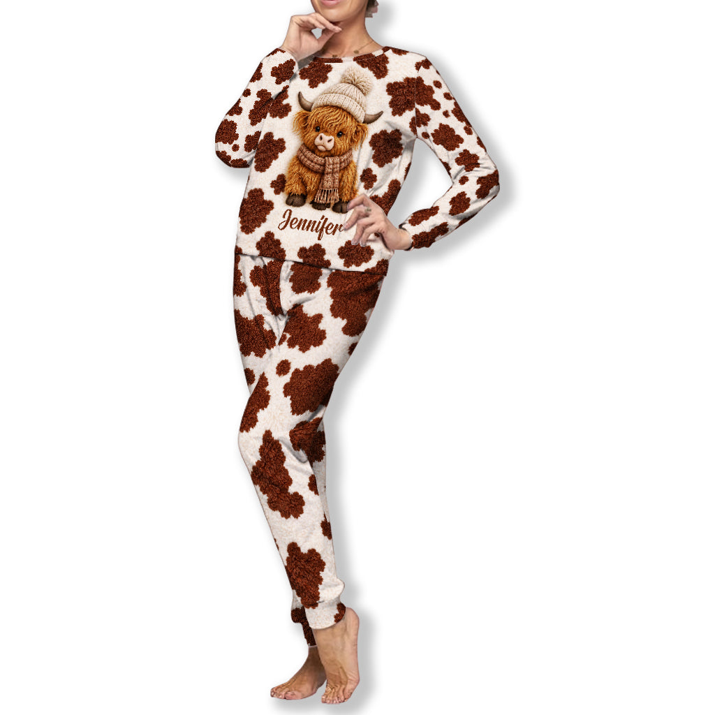 Love Highland Cow - Personalized Highland Cow Fleece Lounge Set