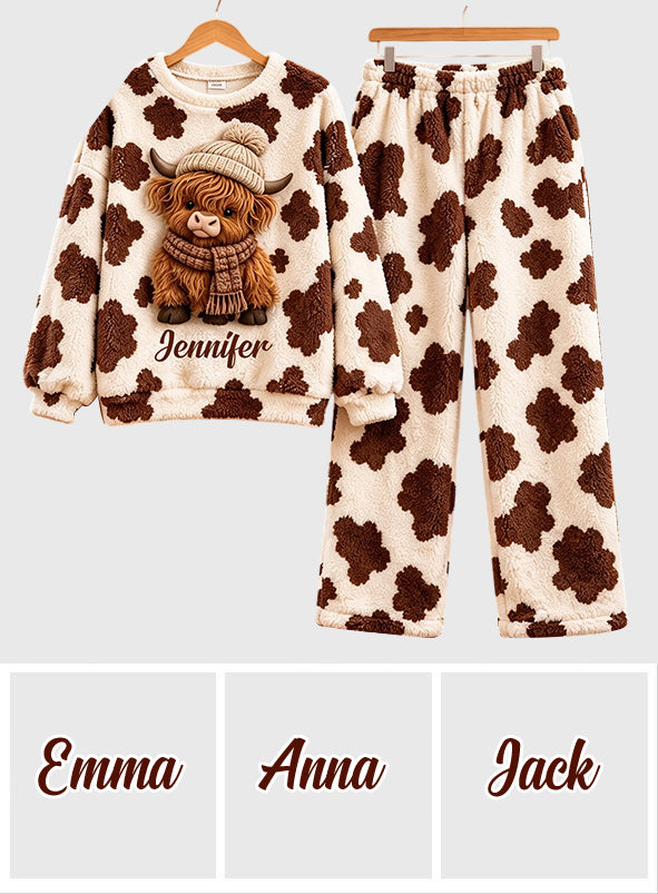Love Highland Cow - Personalized Highland Cow Fleece Lounge Set