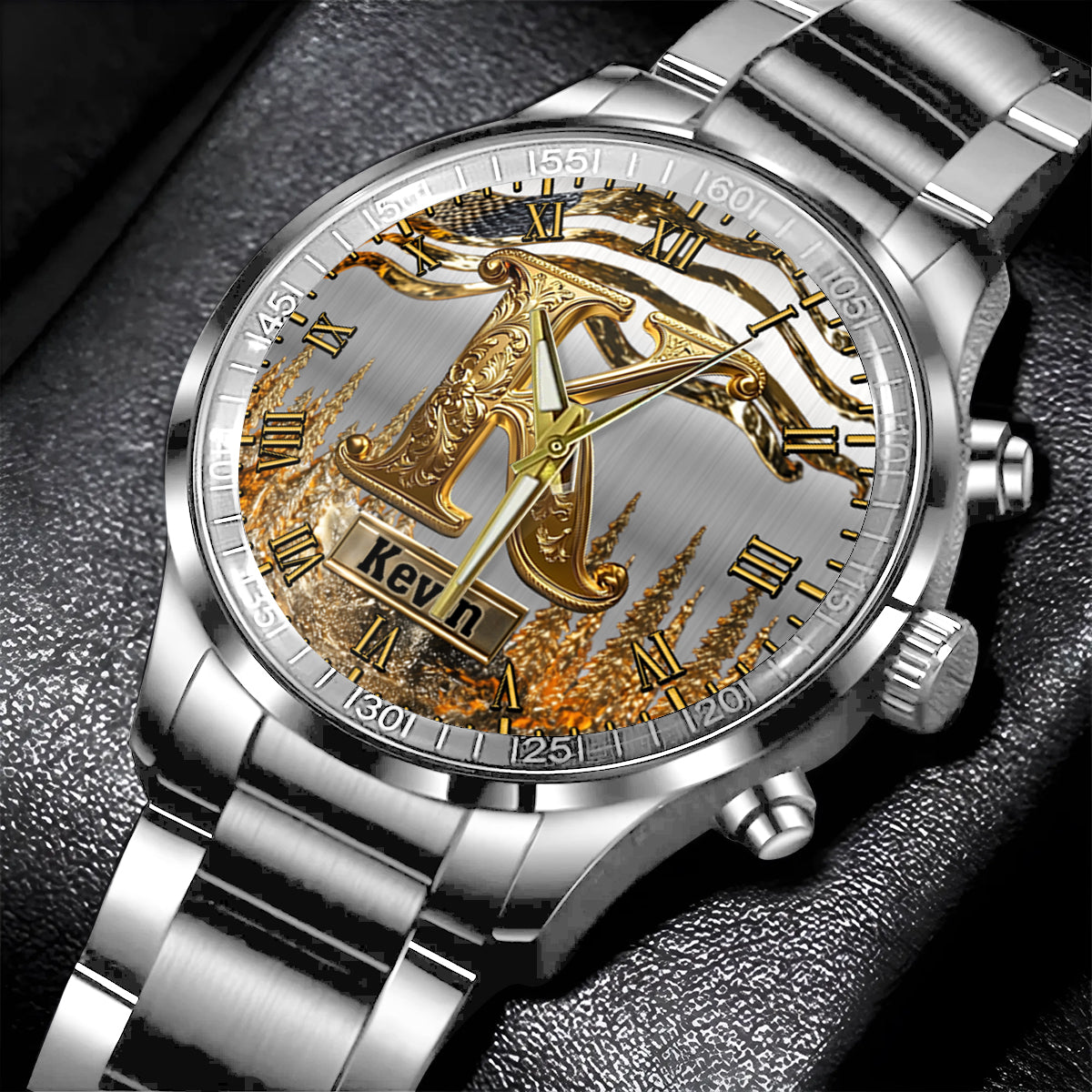 Montre-bracelet de luxe personnalisée avec initiales du prénom