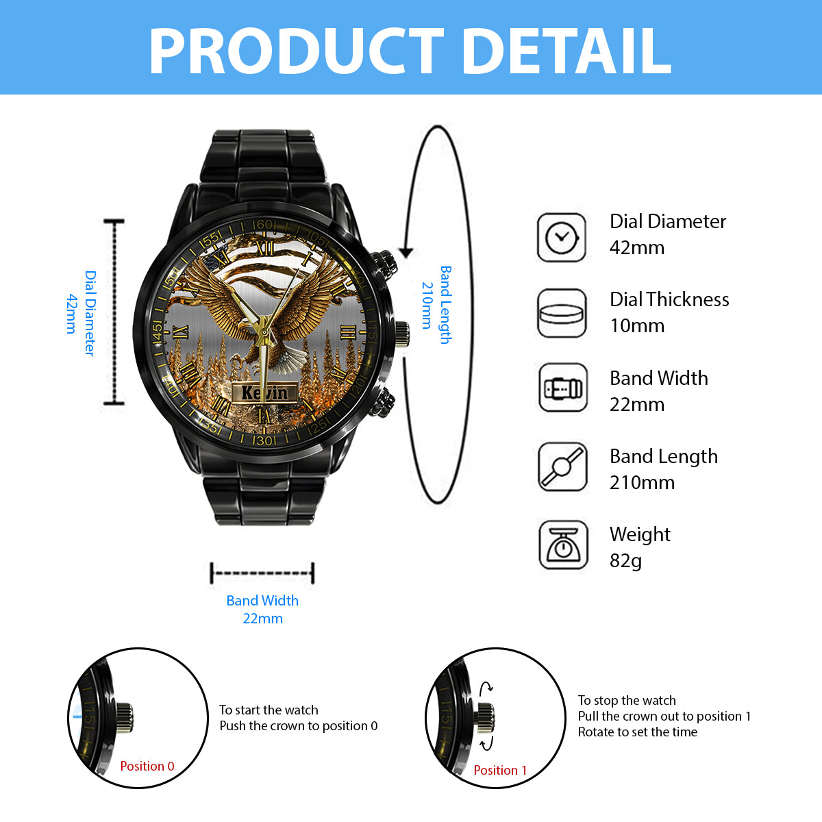 Strong Eagle – Personalisierte Weißkopfseeadler-Handuhr