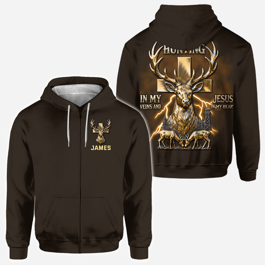 Ich habe die Jagd im Blut und Jesus im Herzen – personalisiertes Jagd-T-Shirt