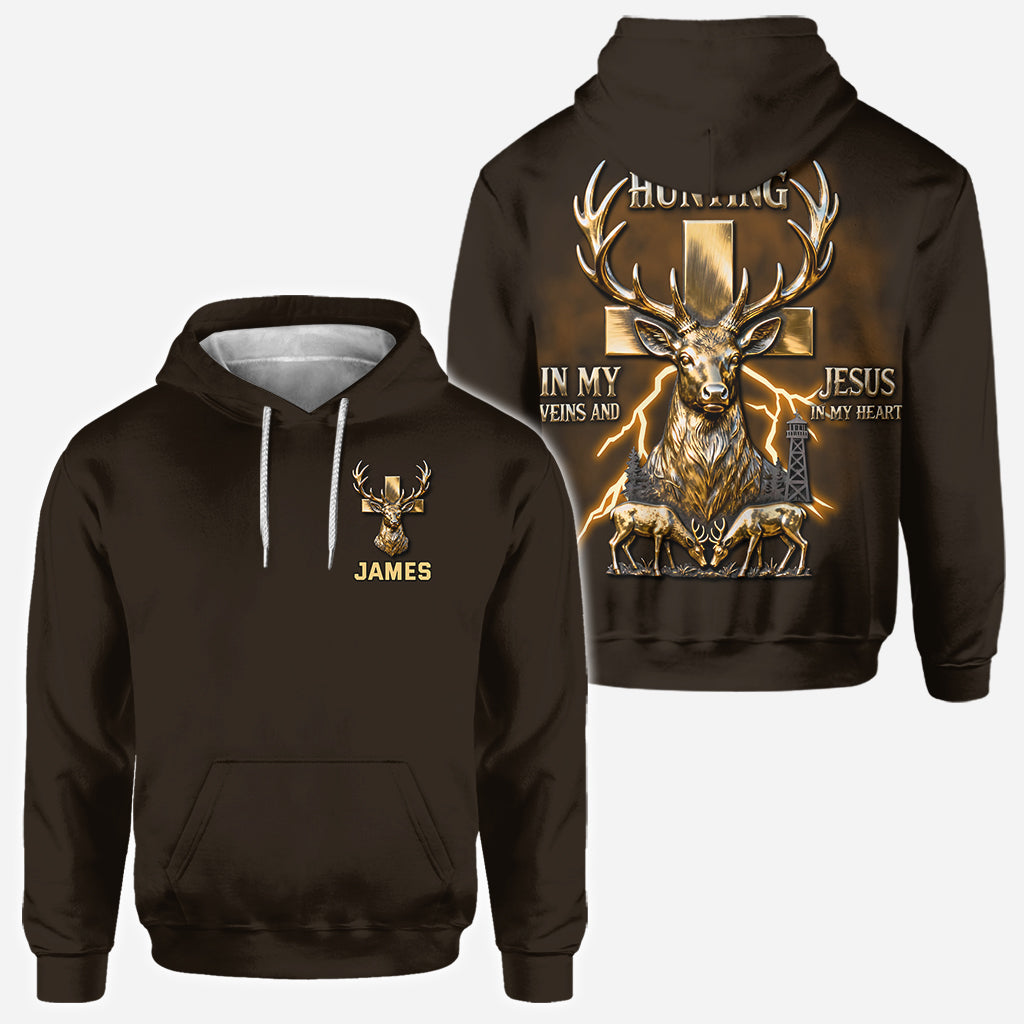 Ich habe die Jagd im Blut und Jesus im Herzen – personalisiertes Jagd-T-Shirt