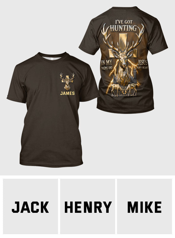 Ich habe die Jagd im Blut und Jesus im Herzen – personalisiertes Jagd-T-Shirt