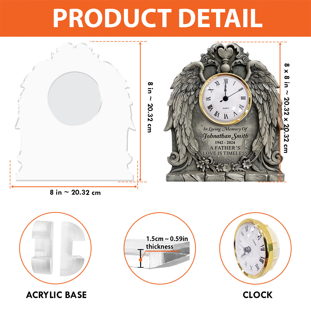 A Father's/ Mother's/... Love Is Timeless - Personalized Memorial Acrylic Clock Plaque