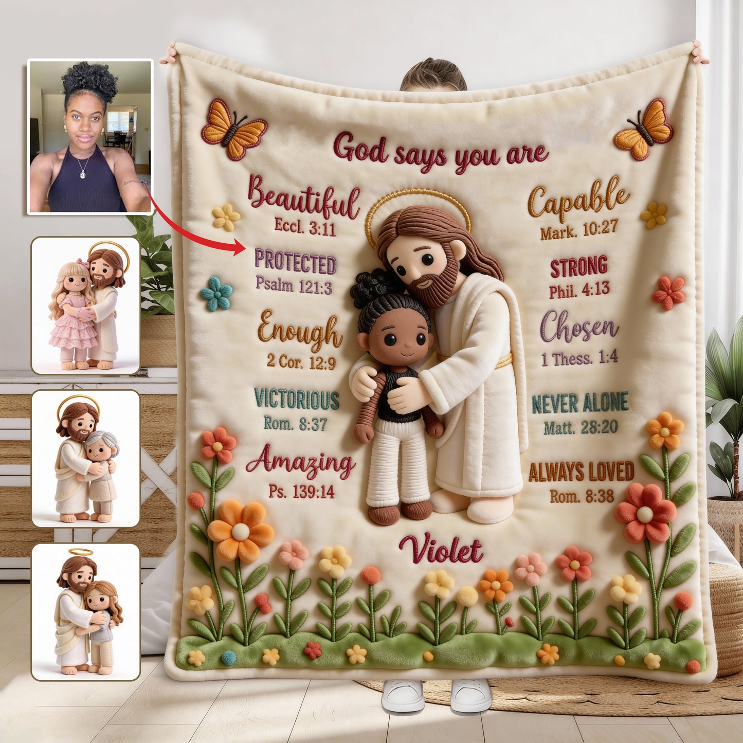 Couverture chrétienne personnalisée « Crochet God Says You Are »