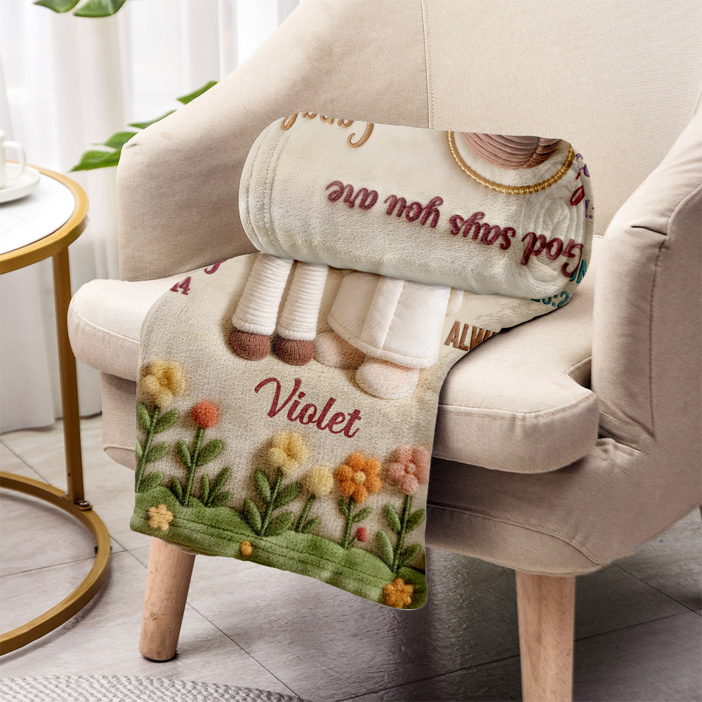 Couverture chrétienne personnalisée « Crochet God Says You Are »