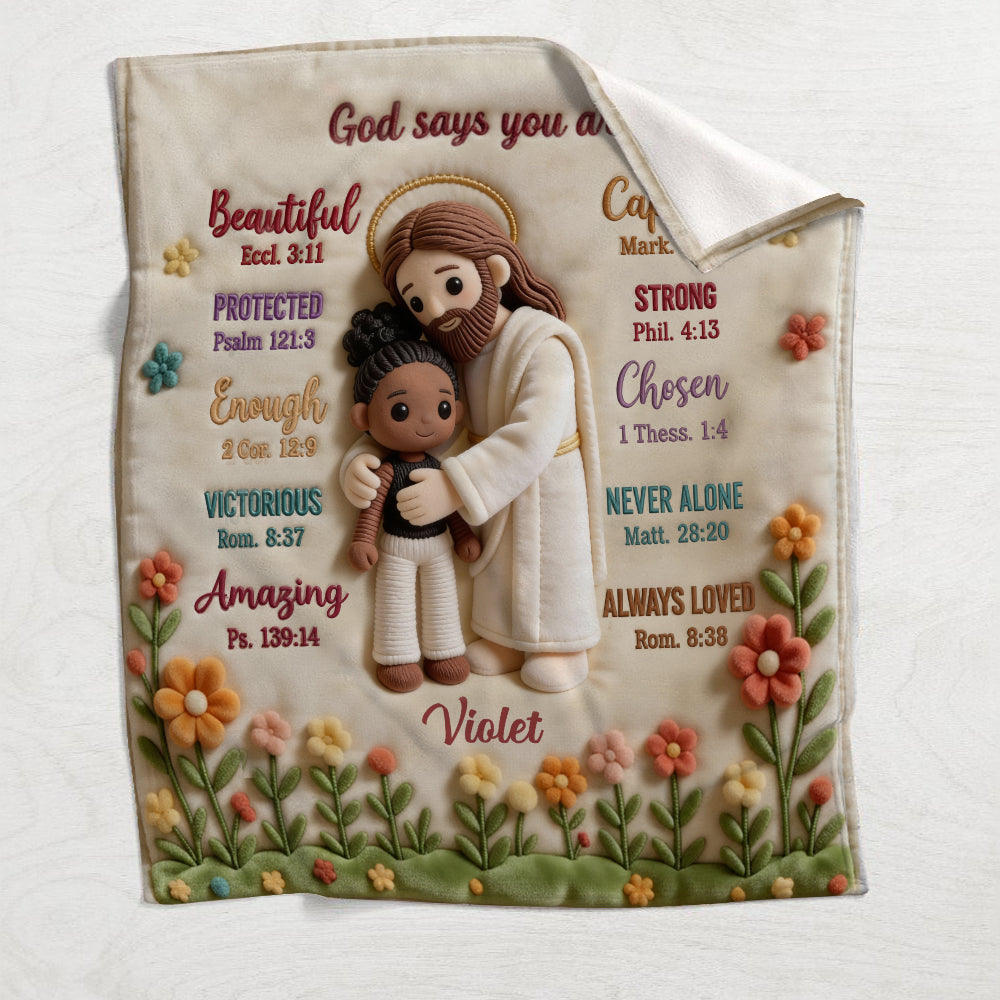 Couverture chrétienne personnalisée « Crochet God Says You Are »