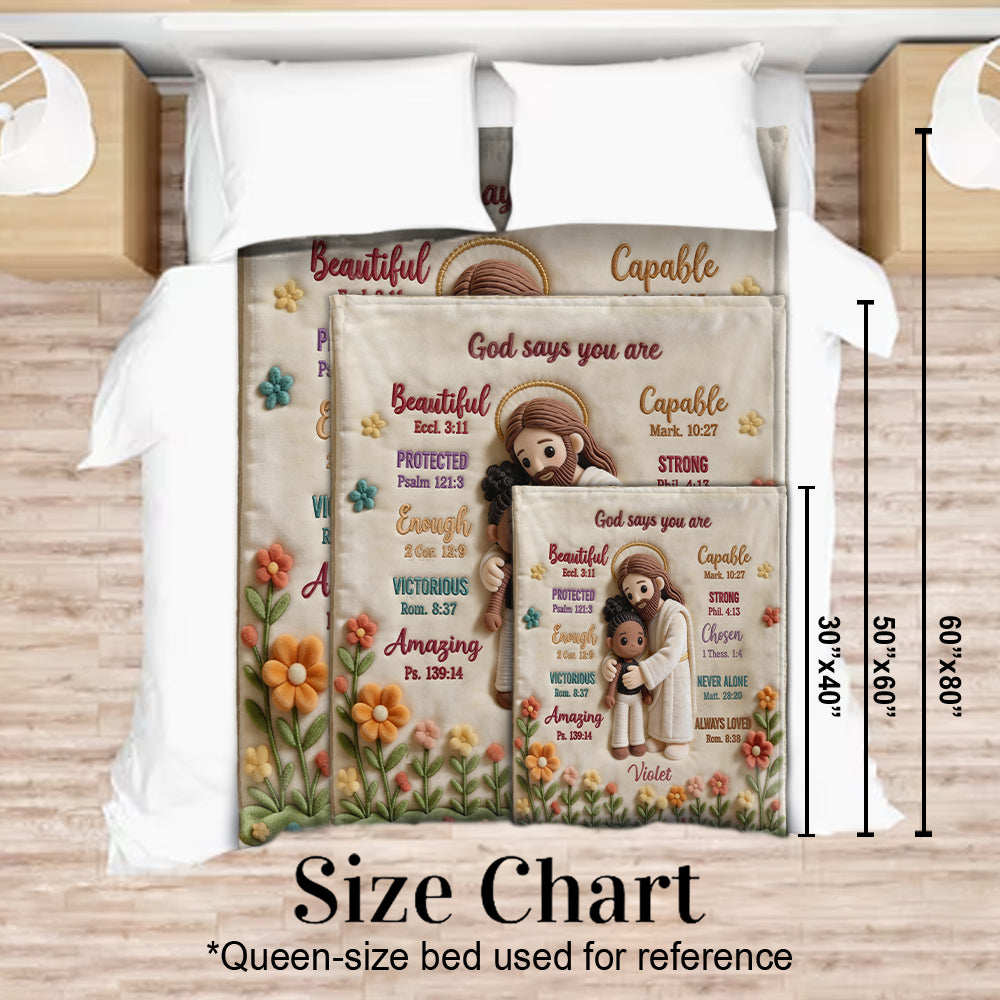 Couverture chrétienne personnalisée « Crochet God Says You Are »