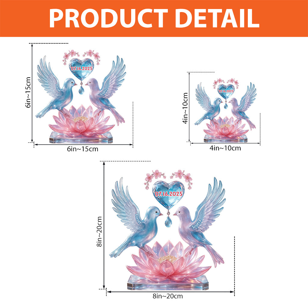 Luxury Dove Couple Art - Personalized Couple Custom Shaped Acrylic Plaque