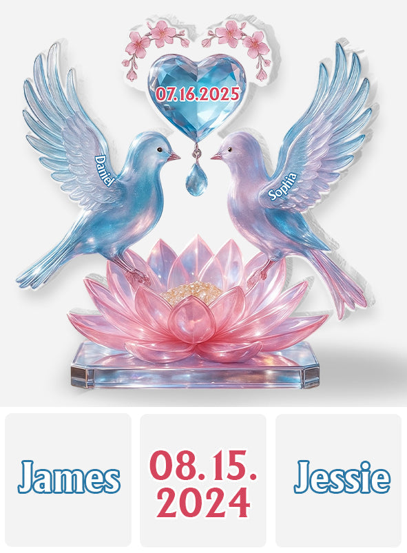 Luxury Dove Couple Art - Personalized Couple Custom Shaped Acrylic Plaque