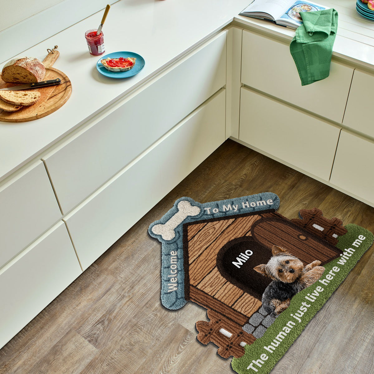 Bienvenue chez moi - Tapis touffeté antidérapant personnalisé pour chien