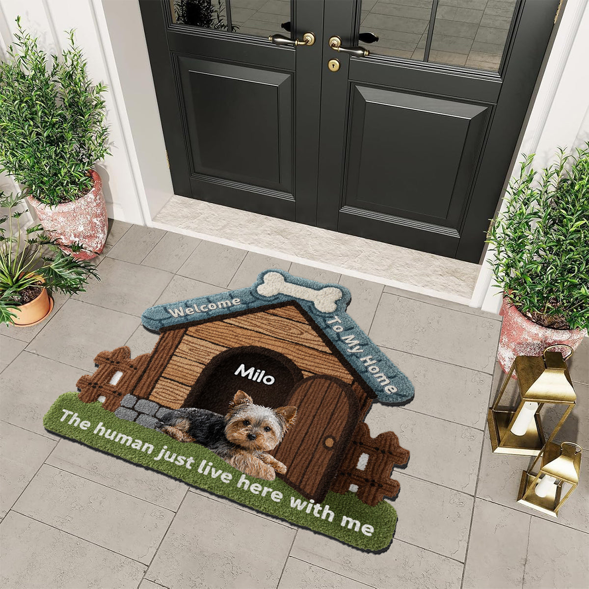 Bienvenue chez moi - Tapis touffeté antidérapant personnalisé pour chien