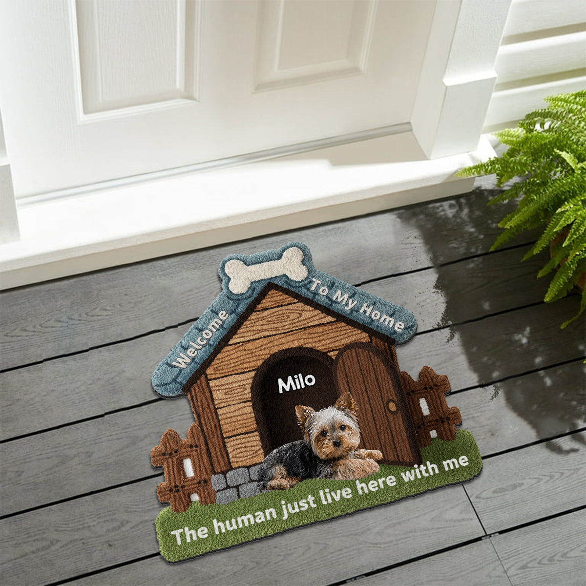 Bienvenue chez moi - Tapis touffeté antidérapant personnalisé pour chien
