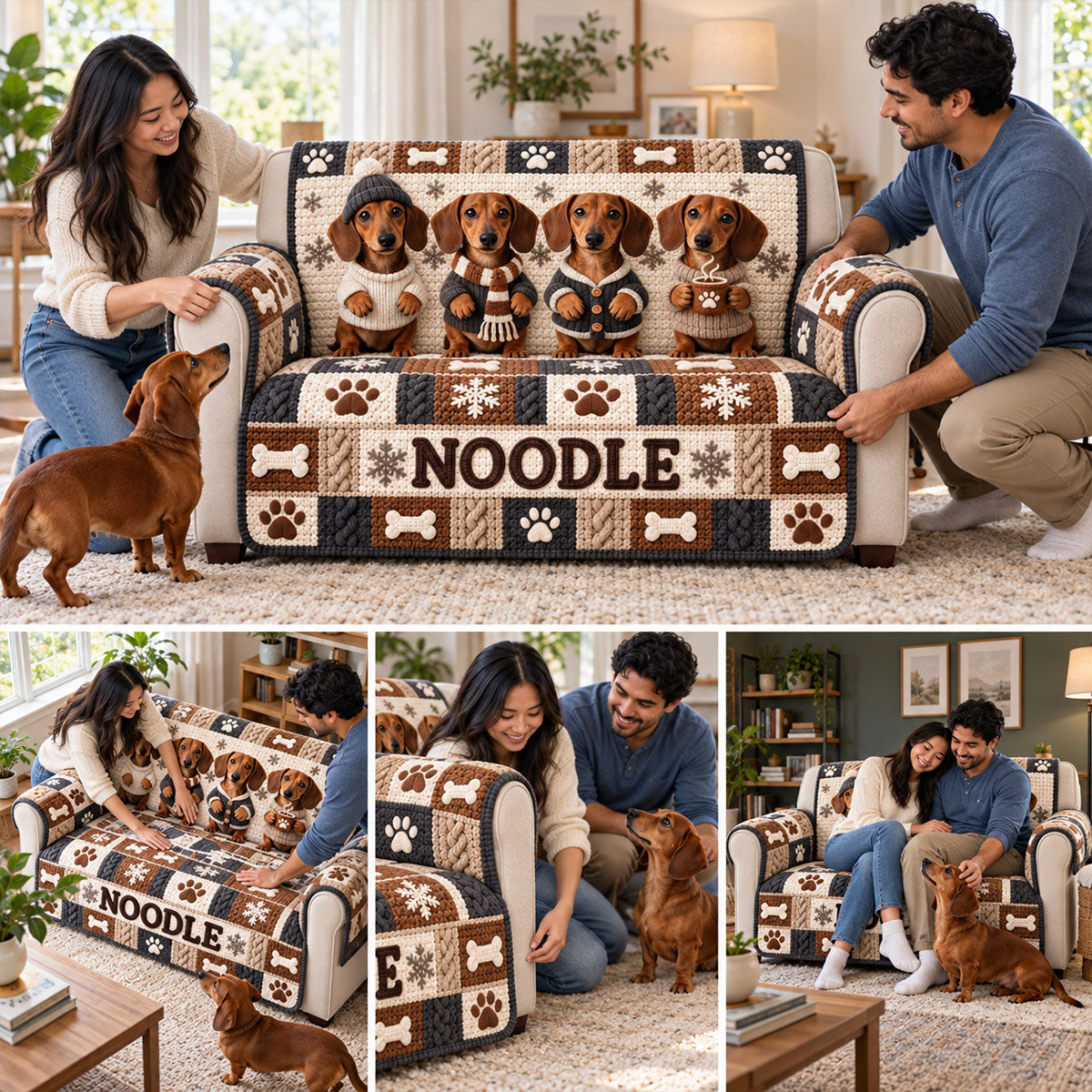 Joyeux Woofmas - Housse de Canapé/Couché Personnalisée pour Chien