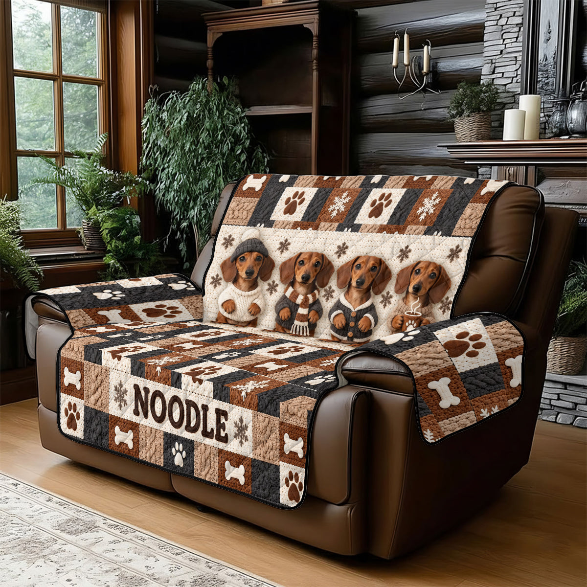 Joyeux Woofmas - Housse de Canapé/Couché Personnalisée pour Chien