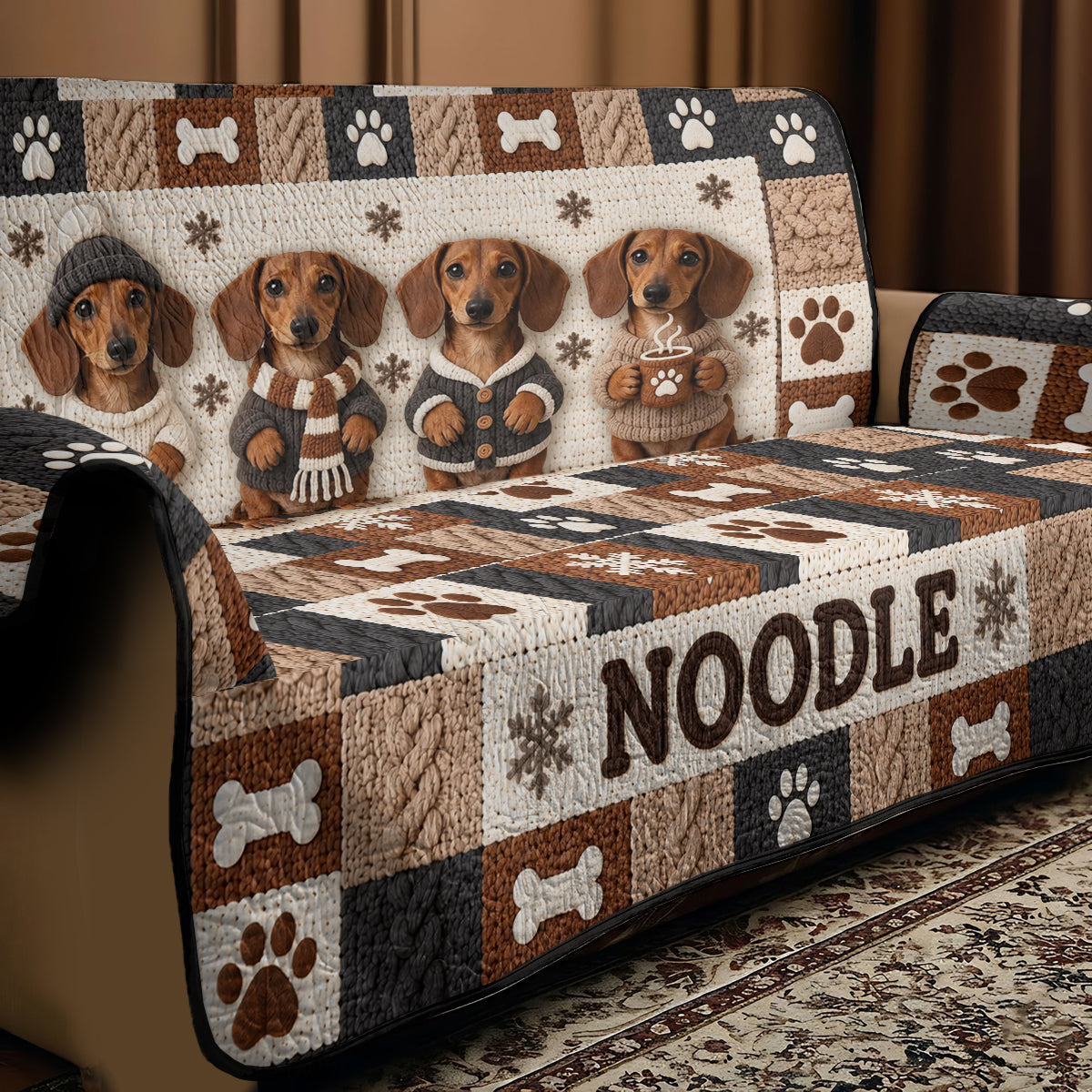 Joyeux Woofmas - Housse de Canapé/Couché Personnalisée pour Chien