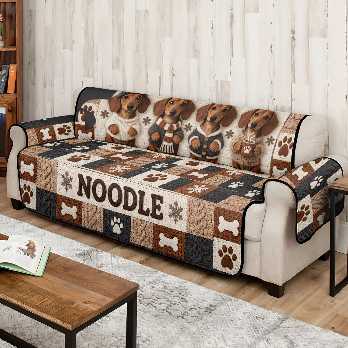 Joyeux Woofmas - Housse de Canapé/Couché Personnalisée pour Chien