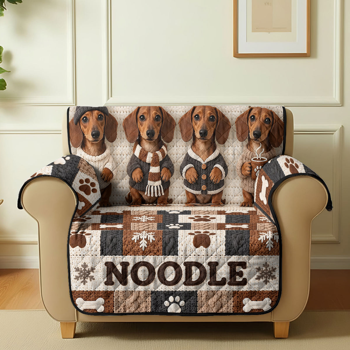 Joyeux Woofmas - Housse de Canapé/Couché Personnalisée pour Chien