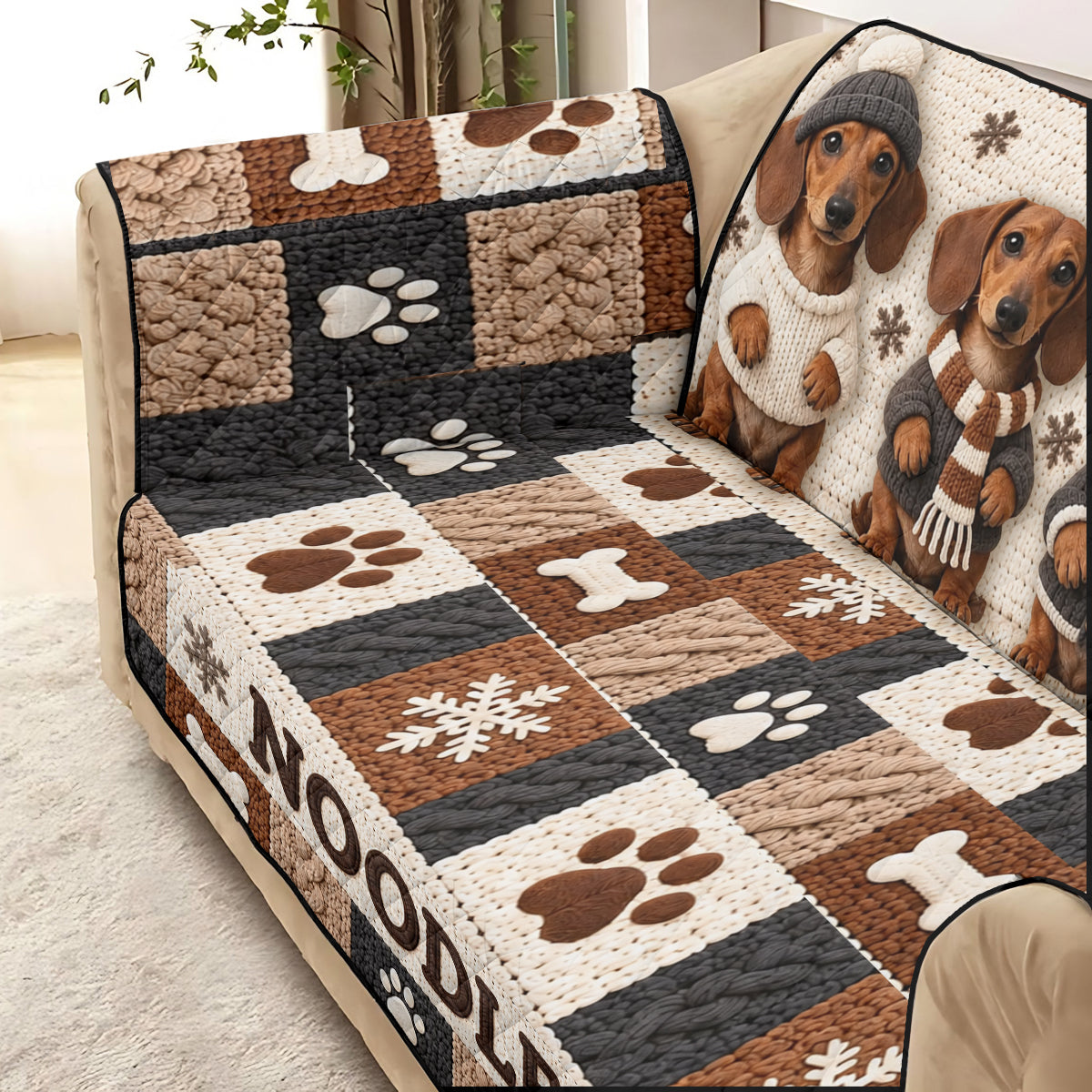 Joyeux Woofmas - Housse de Canapé/Couché Personnalisée pour Chien