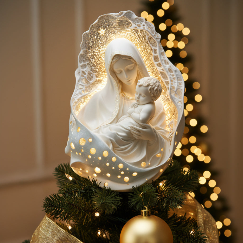 Mère de Dieu - Décoration de sapin lumineuse chrétienne personnalisée à LED