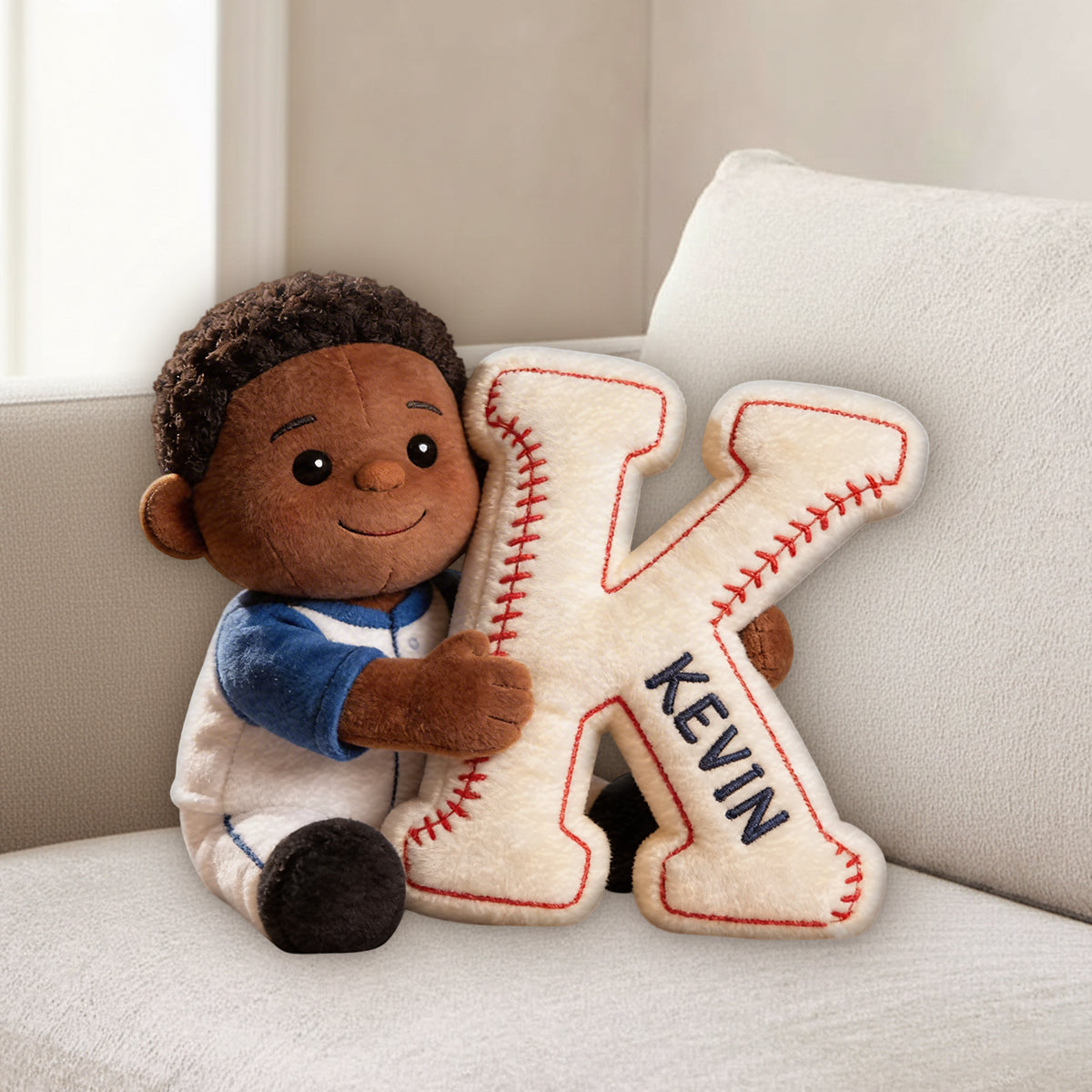 Personalisierbares Kissen aus Foto - Premium Baseball Kunstfellkissen