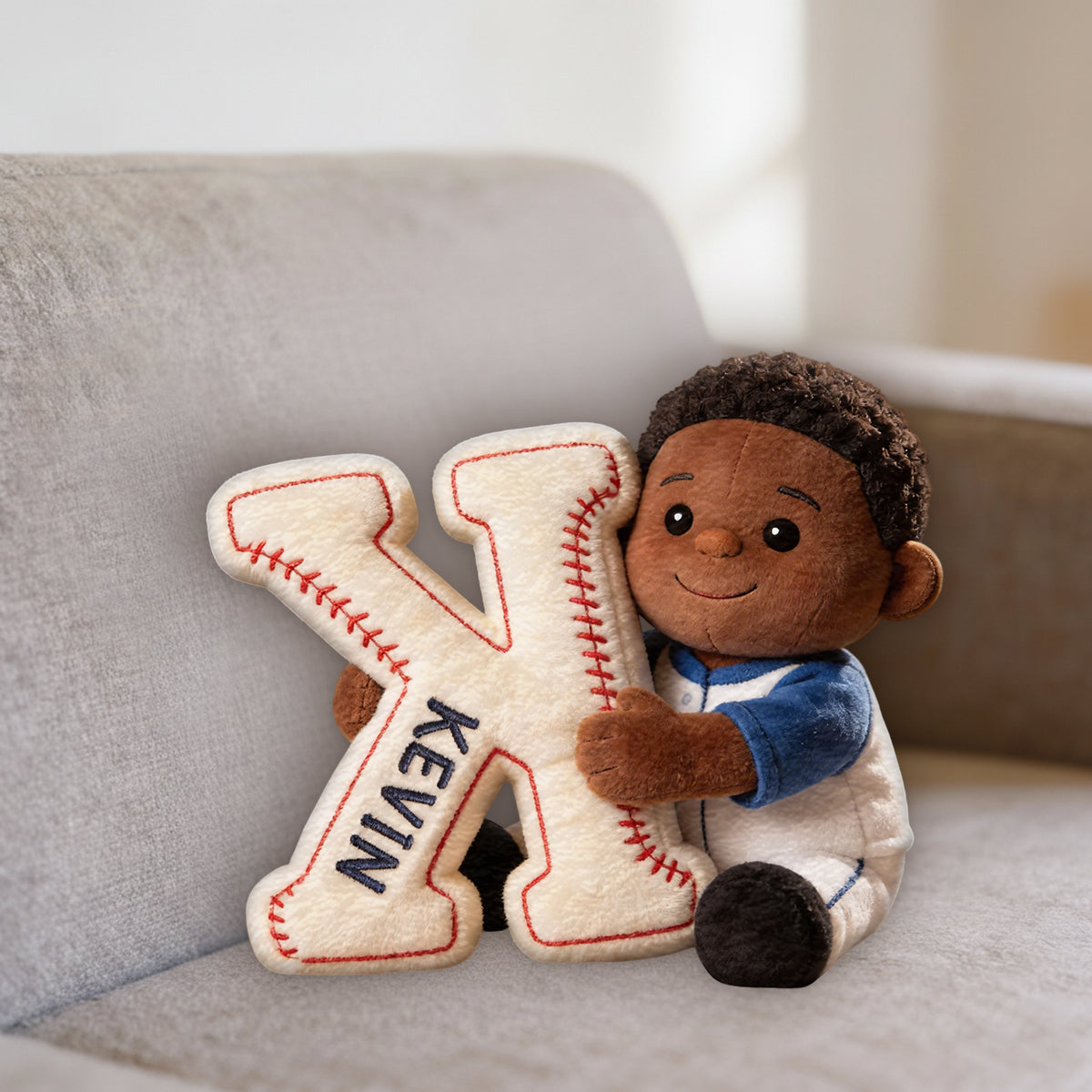 Personalisierbares Kissen aus Foto - Premium Baseball Kunstfellkissen