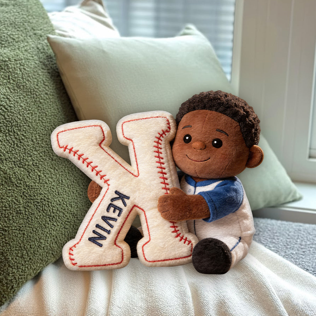 Personalisierbares Kissen aus Foto - Premium Baseball Kunstfellkissen