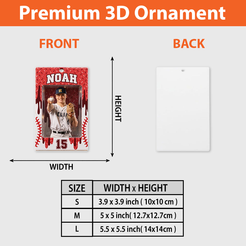 Love Baseball - Personalized Baseball Premium 3D Ornament