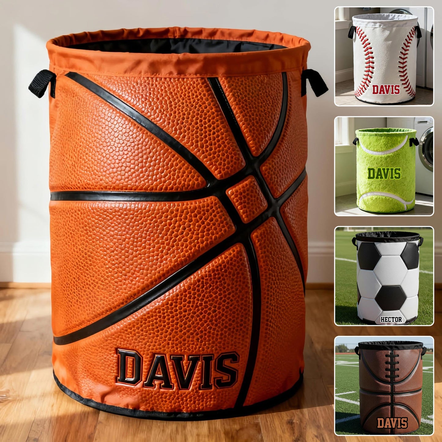 Love Sport - Panier de rangement de football personnalisé