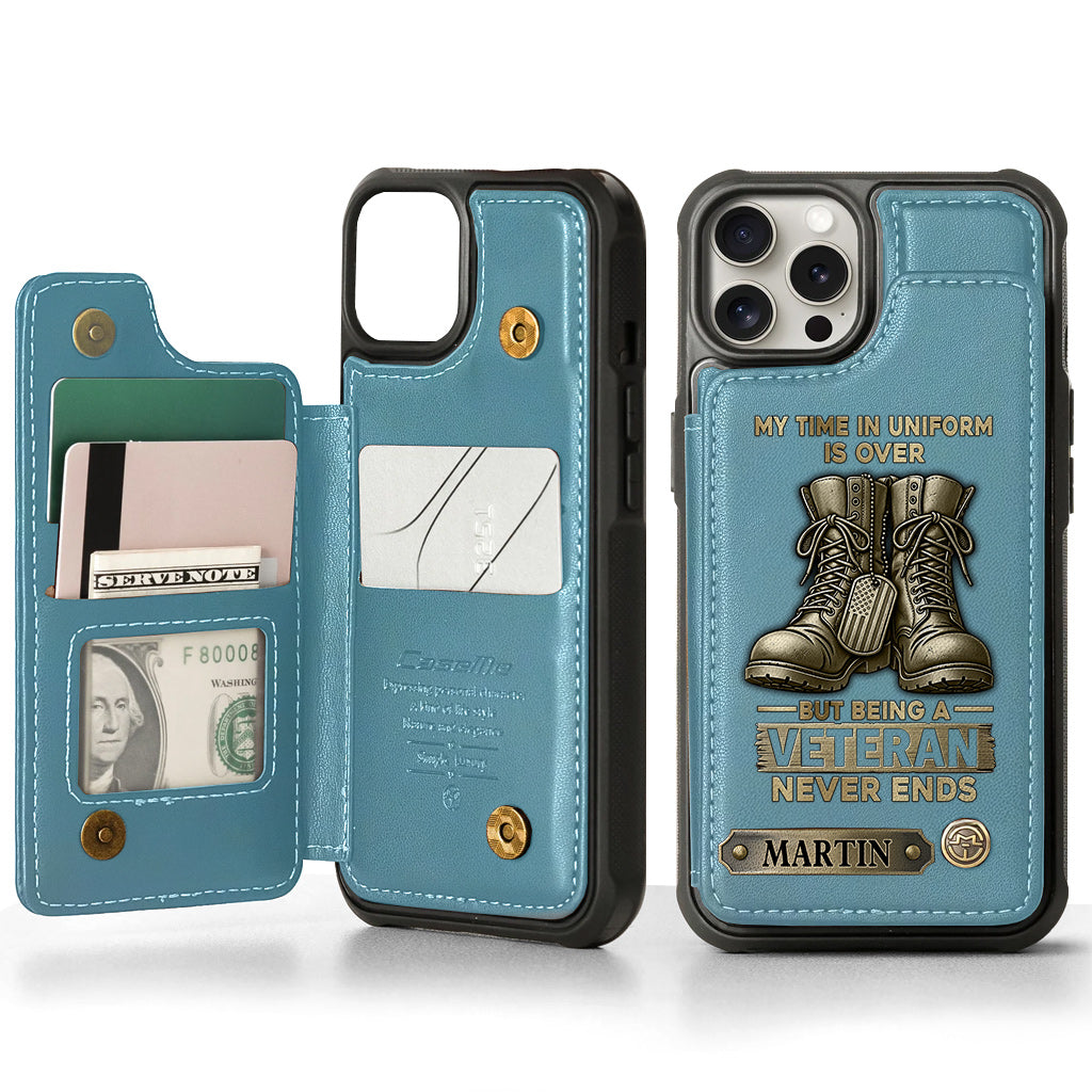 Étui portefeuille personnalisé pour téléphone, en hommage aux anciens combattants.