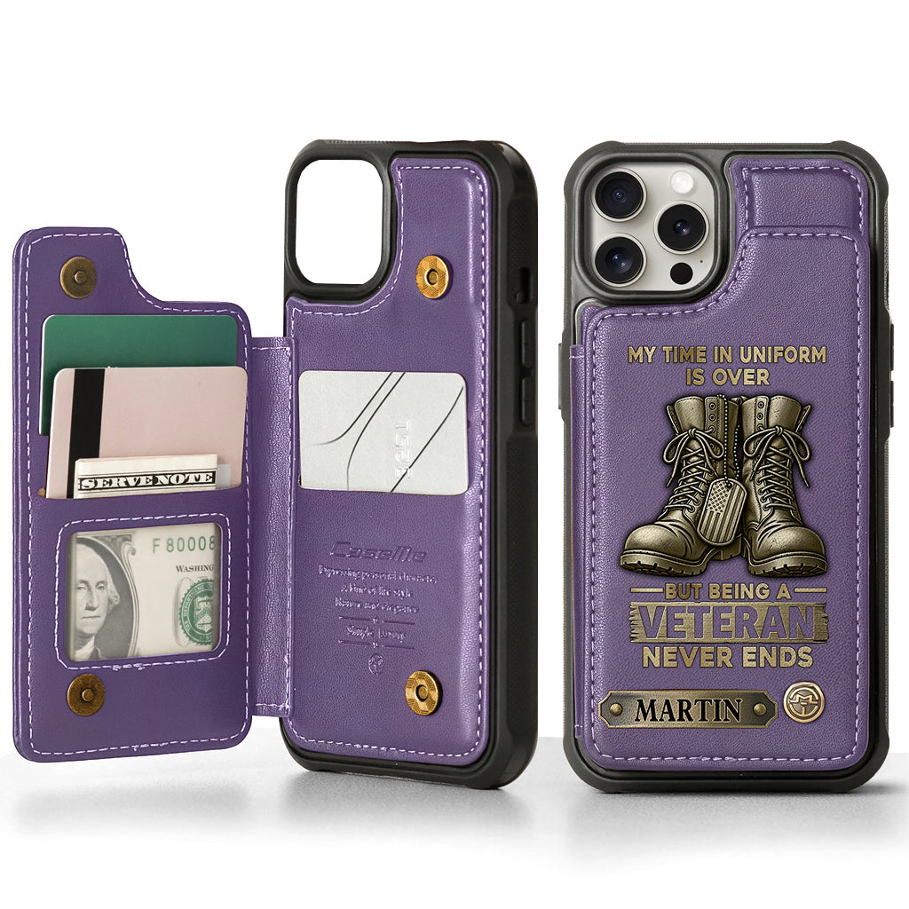 Étui portefeuille personnalisé pour téléphone, en hommage aux anciens combattants.
