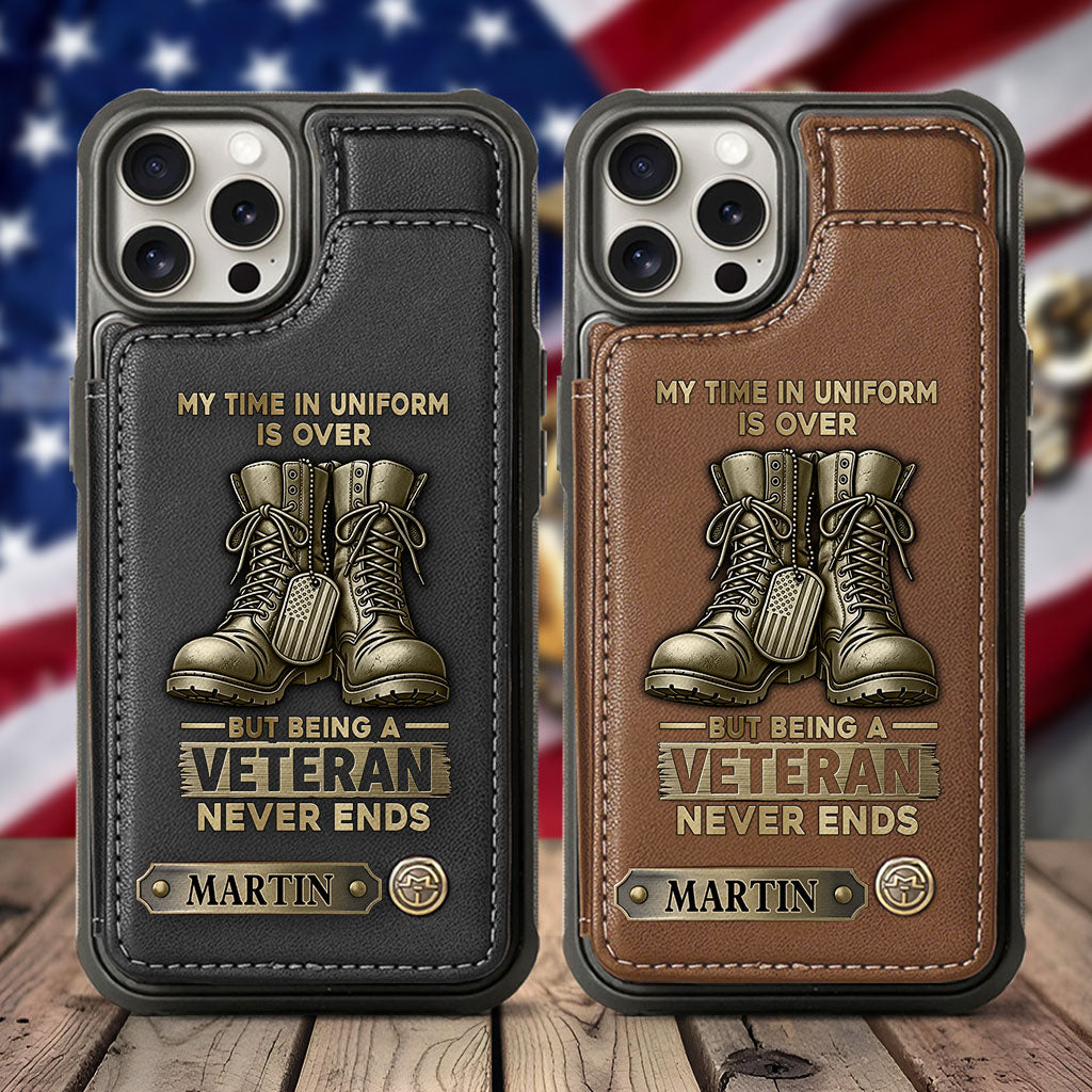 Étui portefeuille personnalisé pour téléphone, en hommage aux anciens combattants.