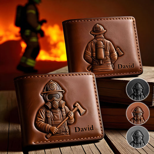 Fier d'appartenir au service des pompiers - Portefeuille en cuir personnalisé pour pompiers