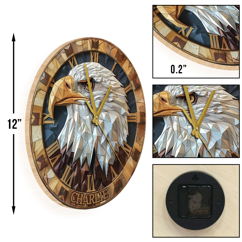Horloge murale personnalisée Aigle à tête blanche « J’adore »