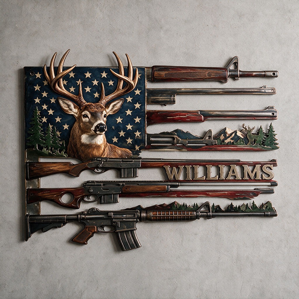 US Hunting Rifles - Personalized Hunting 3D Printed Cut Metal Sign