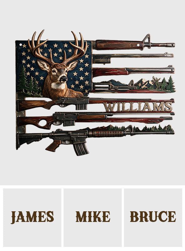US Hunting Rifles - Personalized Hunting 3D Printed Cut Metal Sign