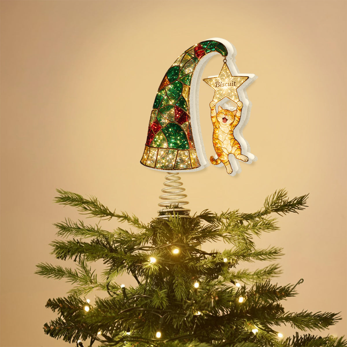Troublemaker - Personalized Cat LED Light Tree Topper