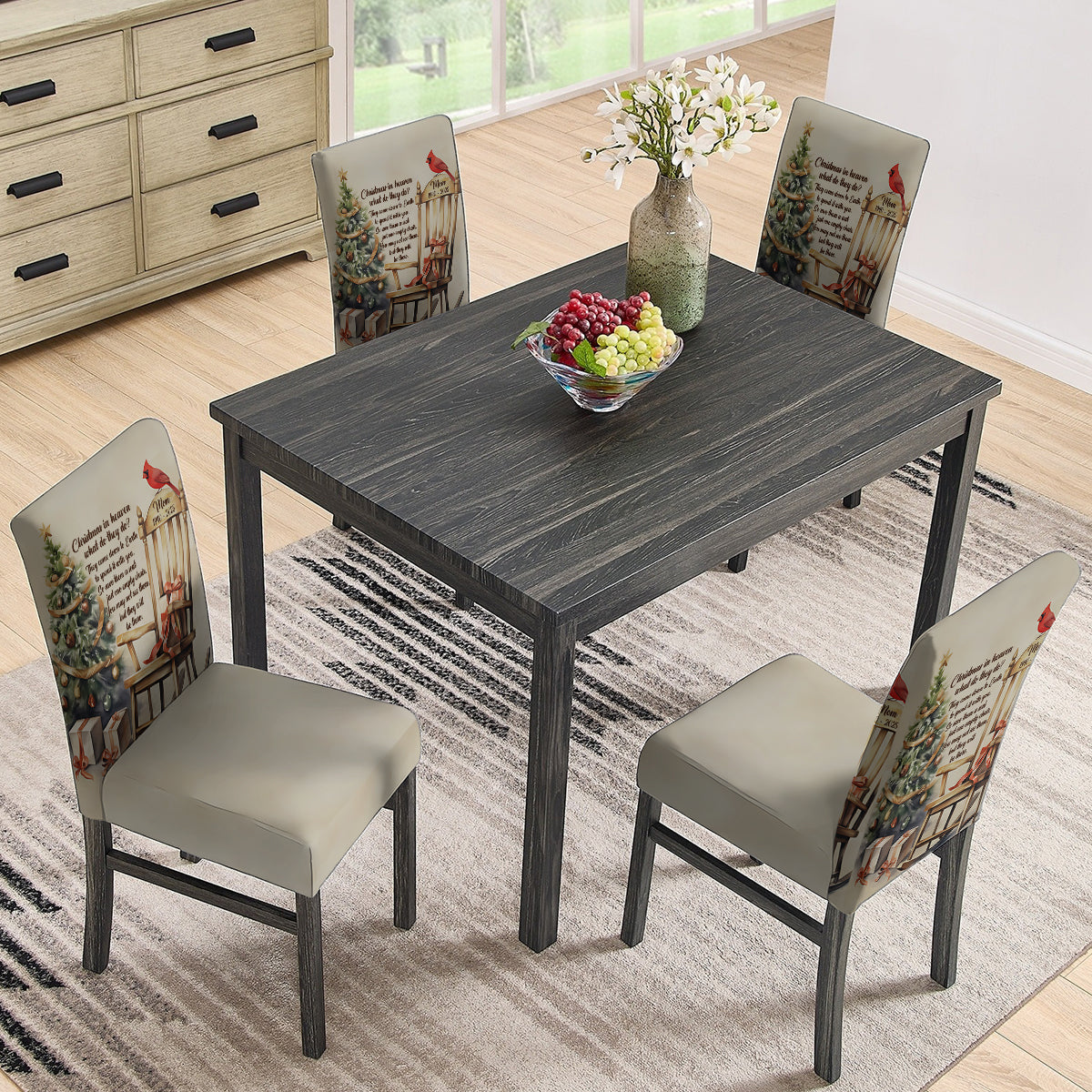 Christmas In Heaven Cardinal - Personalized Memorial Chair Cover Set