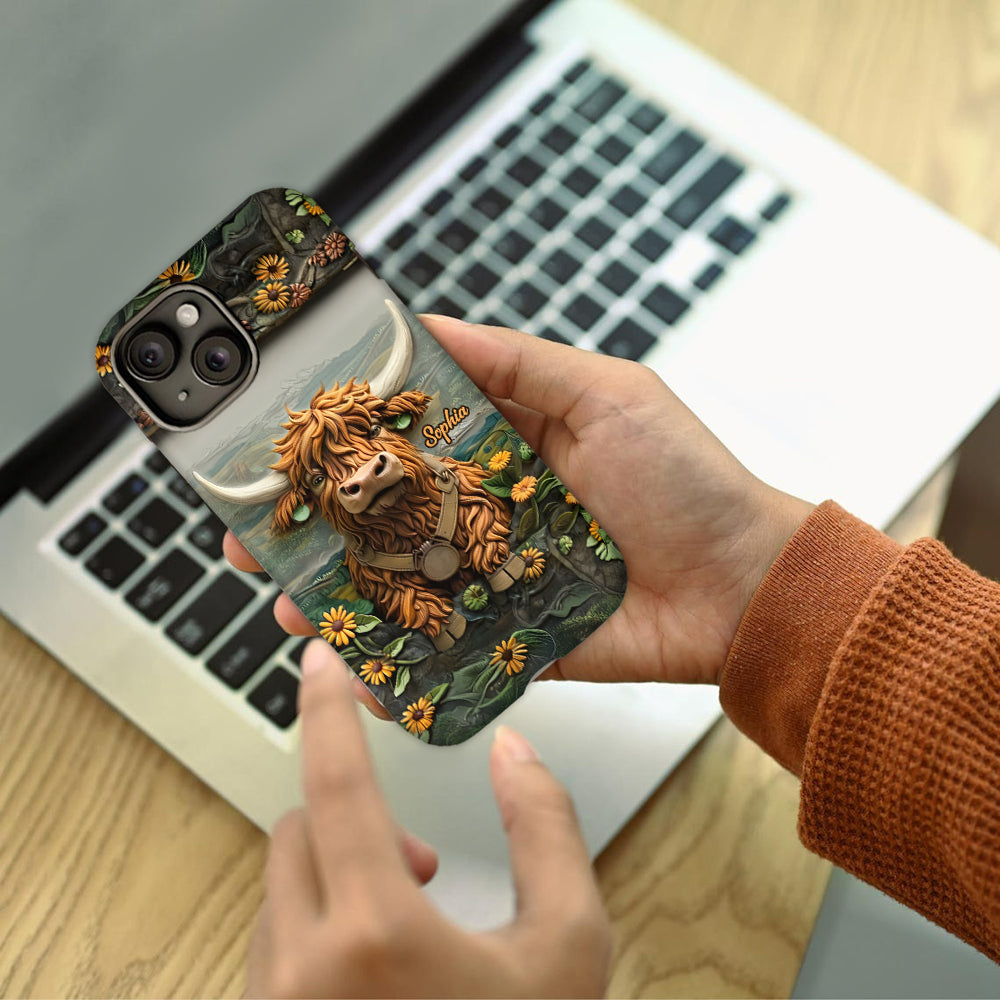 Coque de téléphone personnalisée avec imprimé vache des Highlands - Mignonne vache des Highlands