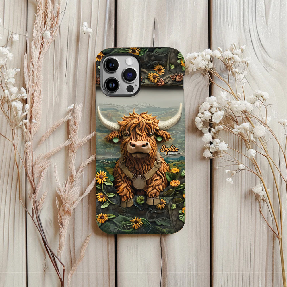 Coque de téléphone personnalisée avec imprimé vache des Highlands - Mignonne vache des Highlands