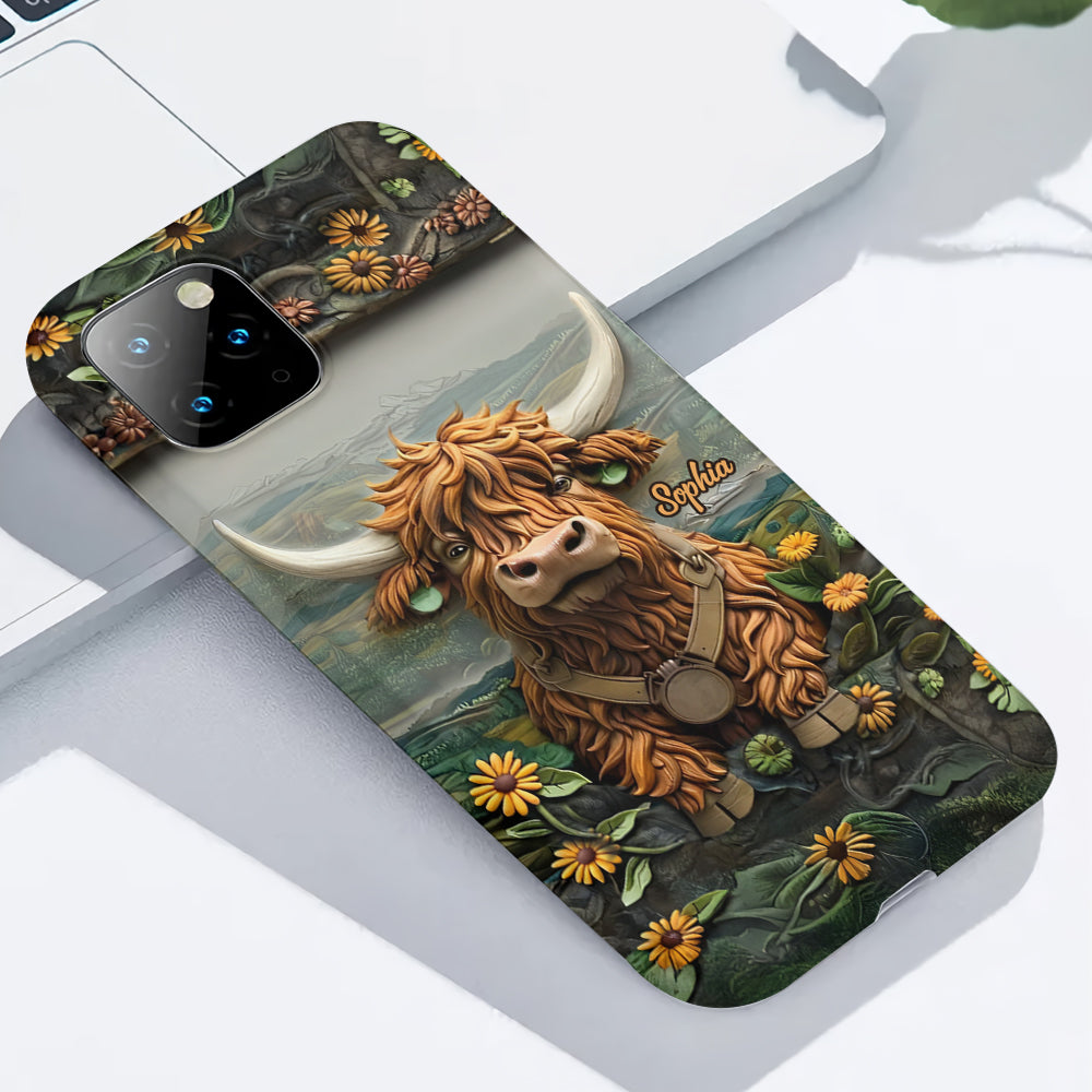 Coque de téléphone personnalisée avec imprimé vache des Highlands - Mignonne vache des Highlands