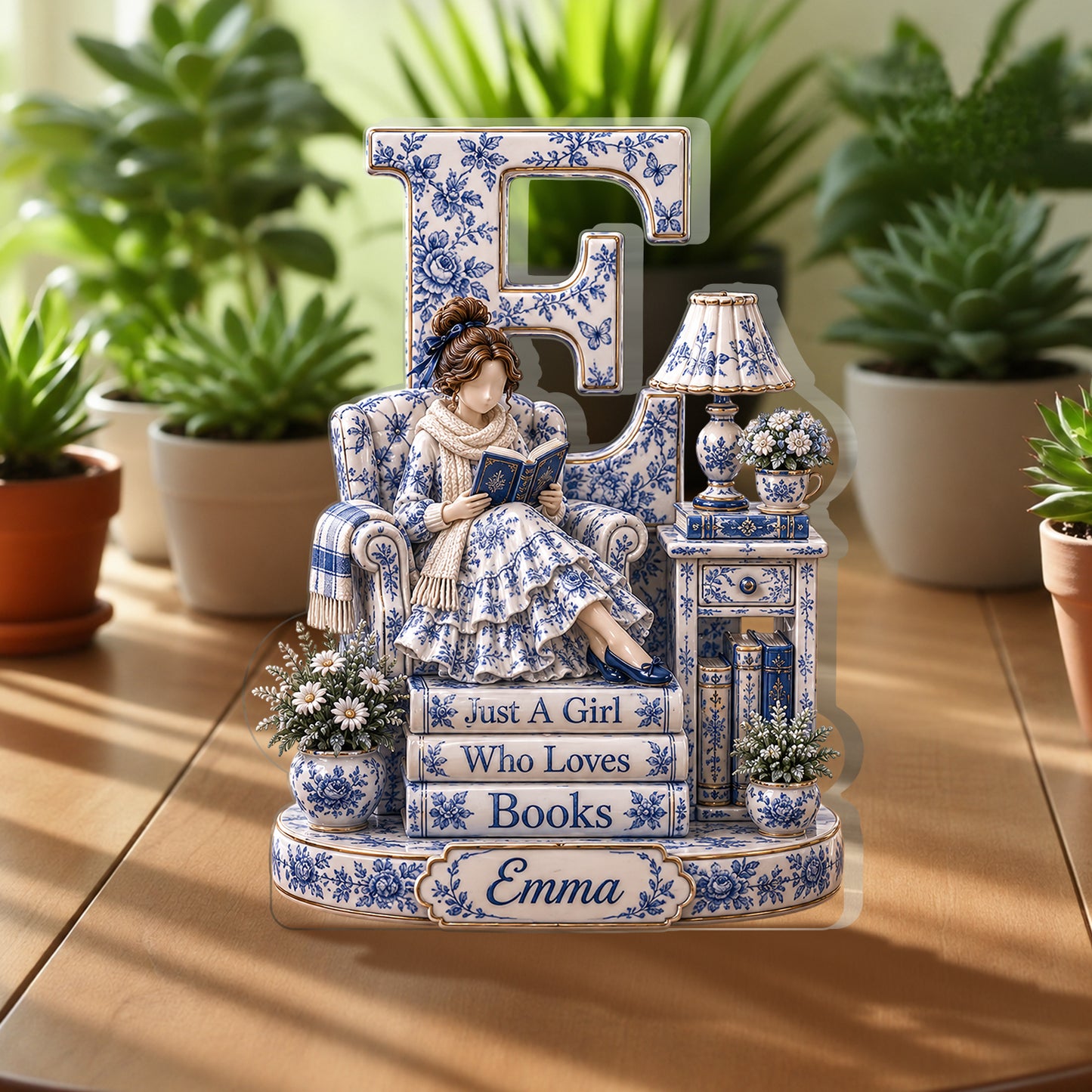 Liebe Lesen Initial - Personalisierte Buch 2-seitige Acrylplakette