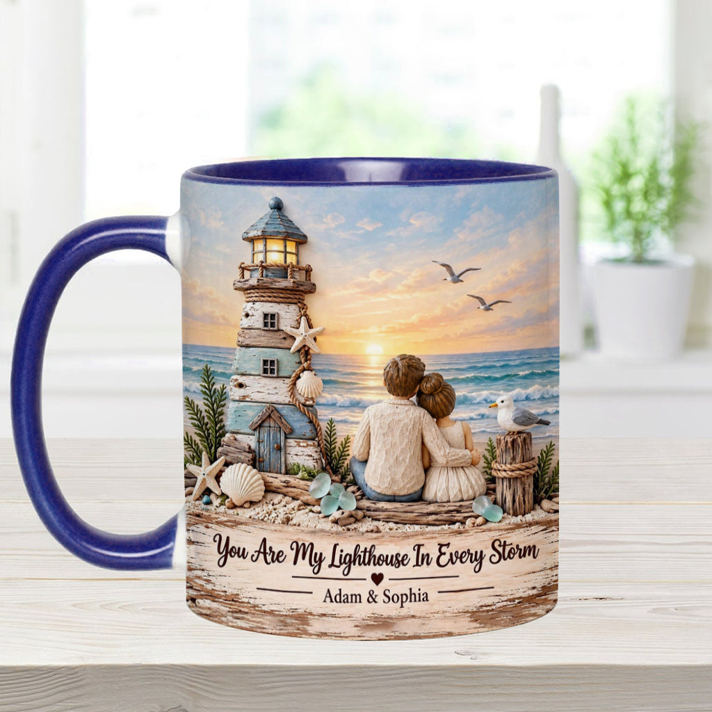 You Are My Lighthouse In Every Storm - Personalized Couple Accent Mug