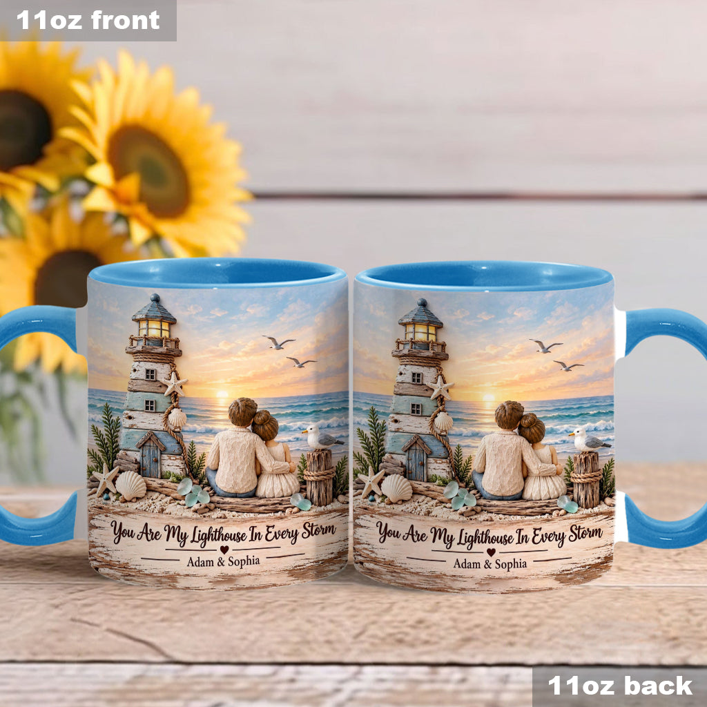 You Are My Lighthouse In Every Storm - Personalized Couple Accent Mug